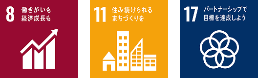 関連するSDGs：8、11、17